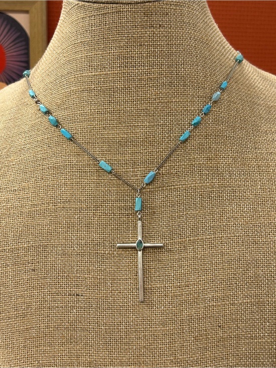 Chan Luu Jewelry - Chan Luu  925 Sterling Silver Turquoise Cross necklace 38”